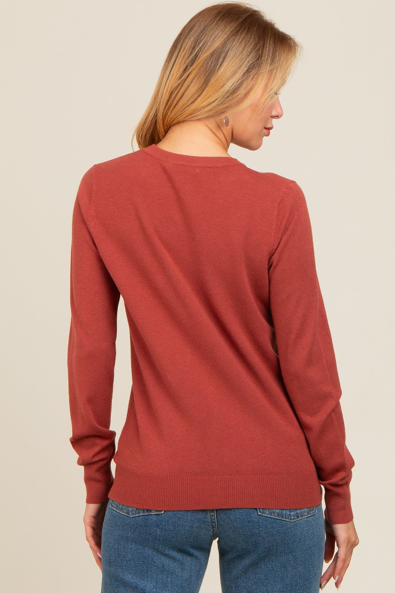 Rust Basic Soft Knit Sweater