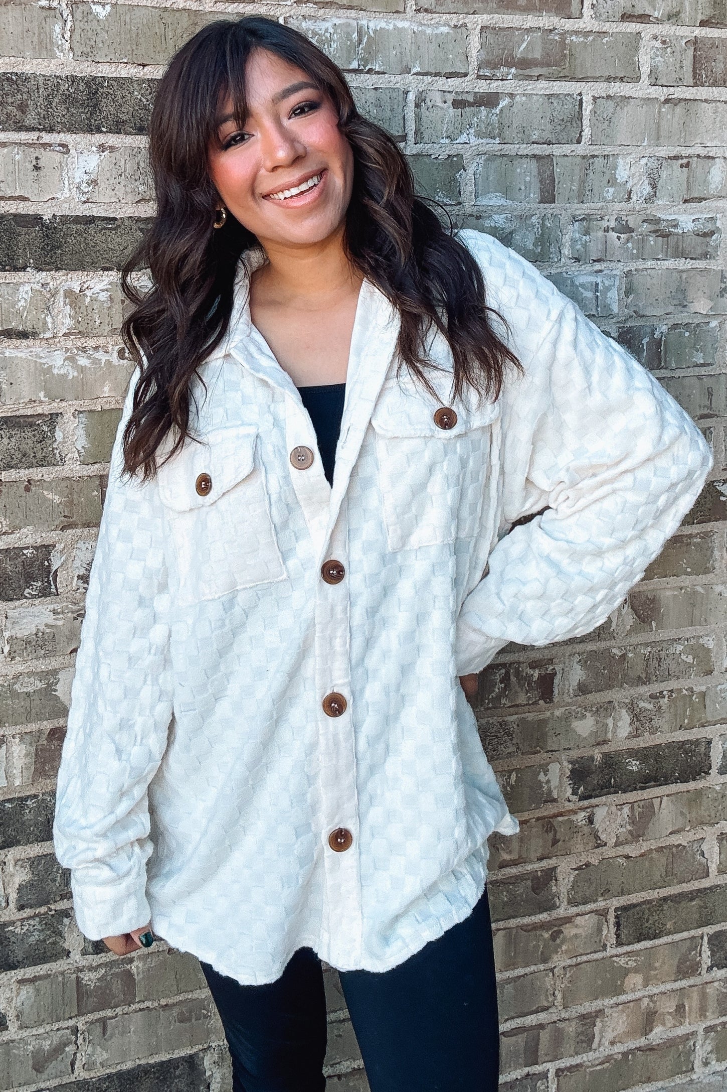 Ivory Checker Plaid Button Down Shirt
