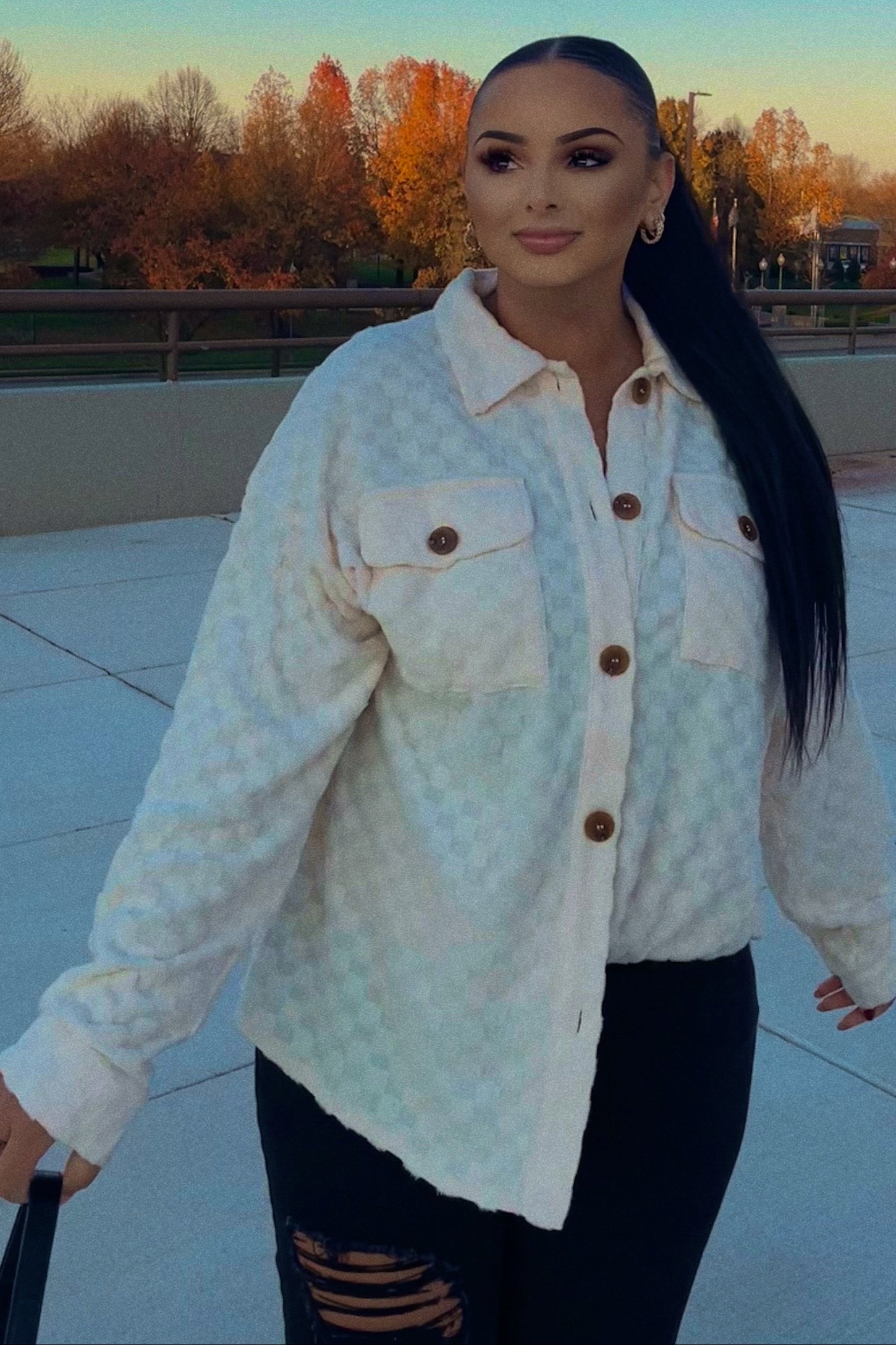 Ivory Checker Plaid Button Down Shirt