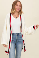 Ivory Contrast Border Open Maternity Cardigan