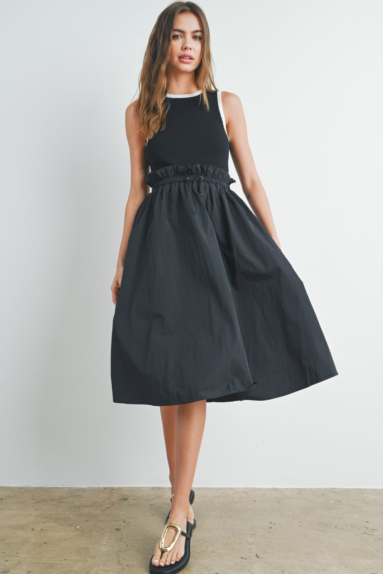Black Contrasted Tank Sweater Dress