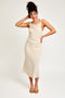 Cream Twist Detail U-Neck Midi Dress