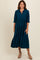 Dark Teal Collared Button Up Tiered Midi Dress