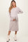 Taupe Waffle Knit Sash Tie Maternity Midi Sweater Dress