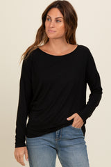 Black Drop Shoulder Maternity Long Sleeve Top