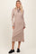 Beige Ribbed Contrast Trim Polo Midi Sweater Dress