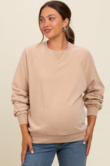 Light Taupe Vintage Wash Relaxed Fit Maternity Sweatshirt