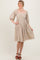 Cream Floral Pleated Bodice Lace Trim Midi Dress