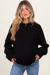 Black Oversized Contrast Rib Maternity Sweater