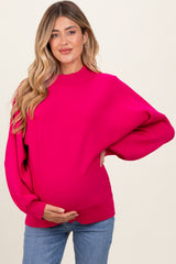 Magenta Oversized Bubble Sleeve Maternity Sweater