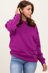 Magenta Fleece Crew Neck Relaxed Fit Sweatshirt
