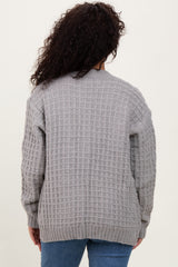 Heather Grey Waffle Knit Button Up Cardigan