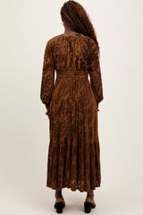 Mocha Floral Velvet Overlay Maxi Dress
