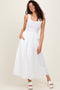 White Scoop Neck Contrast Skirt Maxi Dress