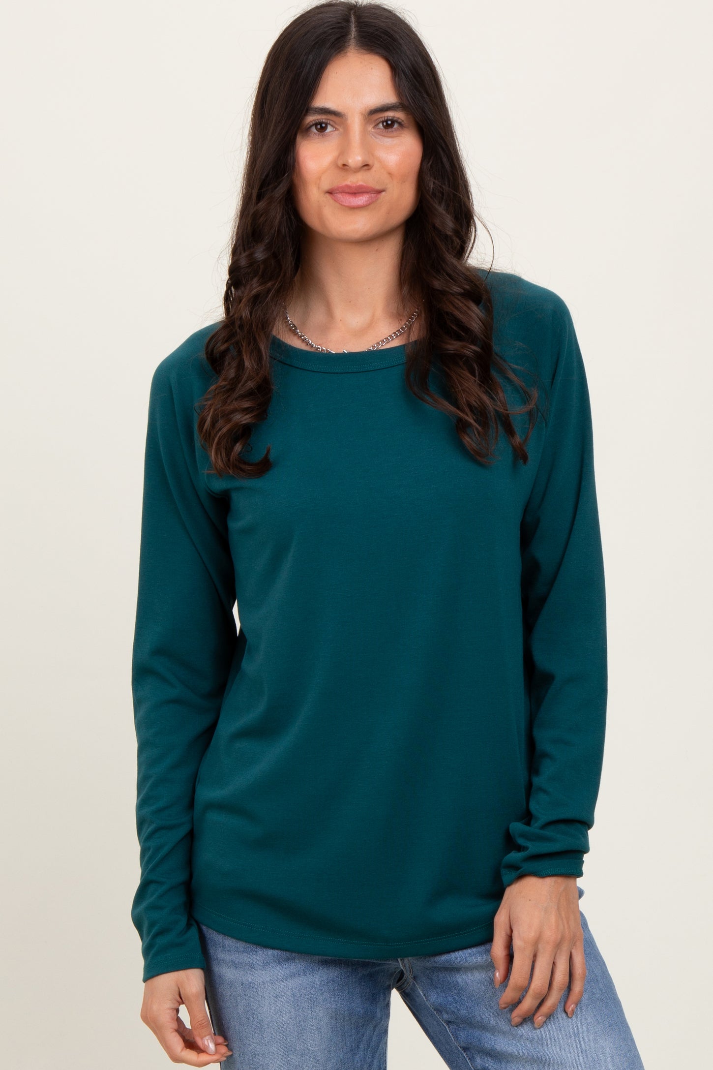 Deep Teal Raglan Long Sleeve Top