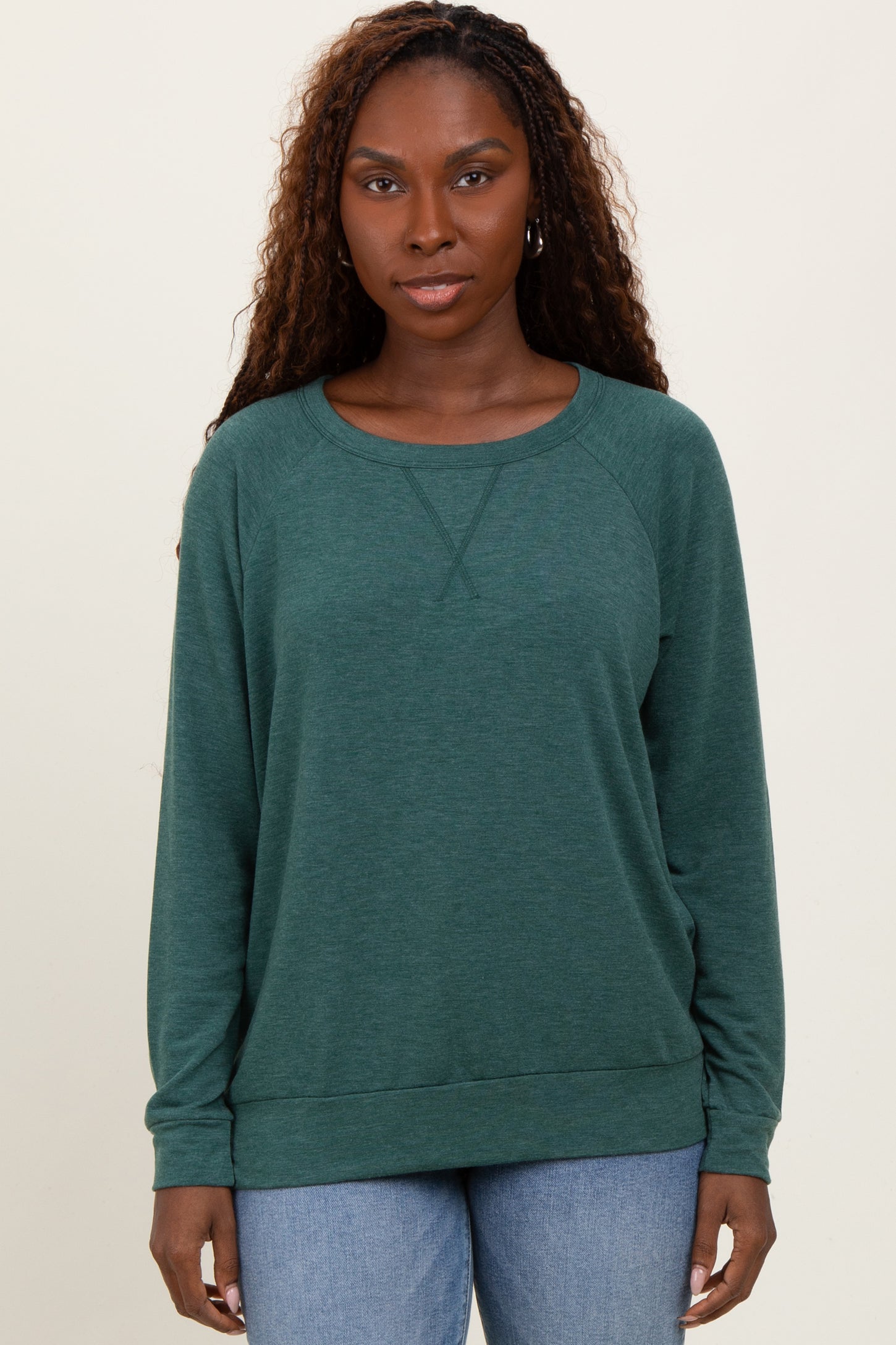 Forest Green Basic Pullover Top