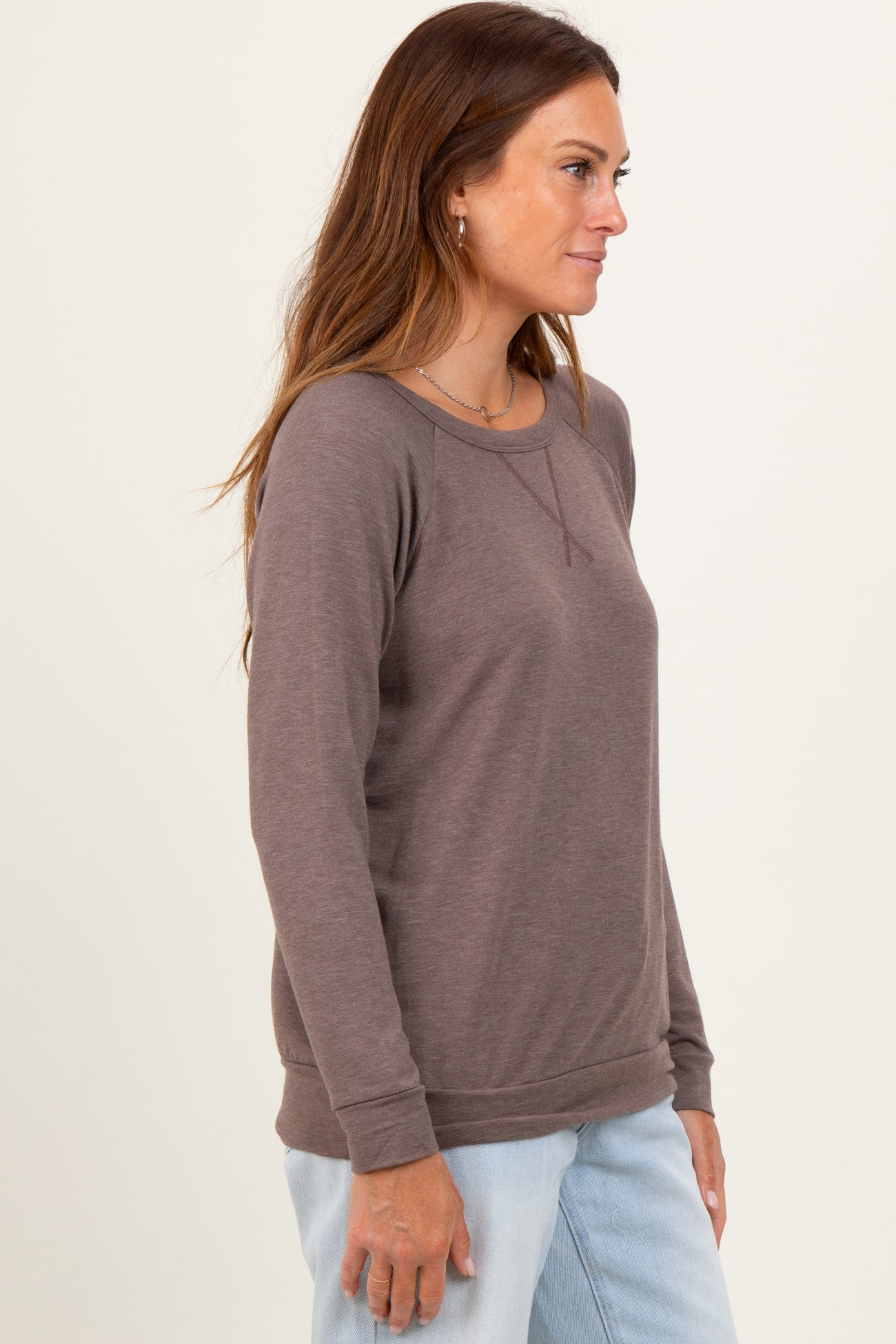 Brown Basic Pullover Top