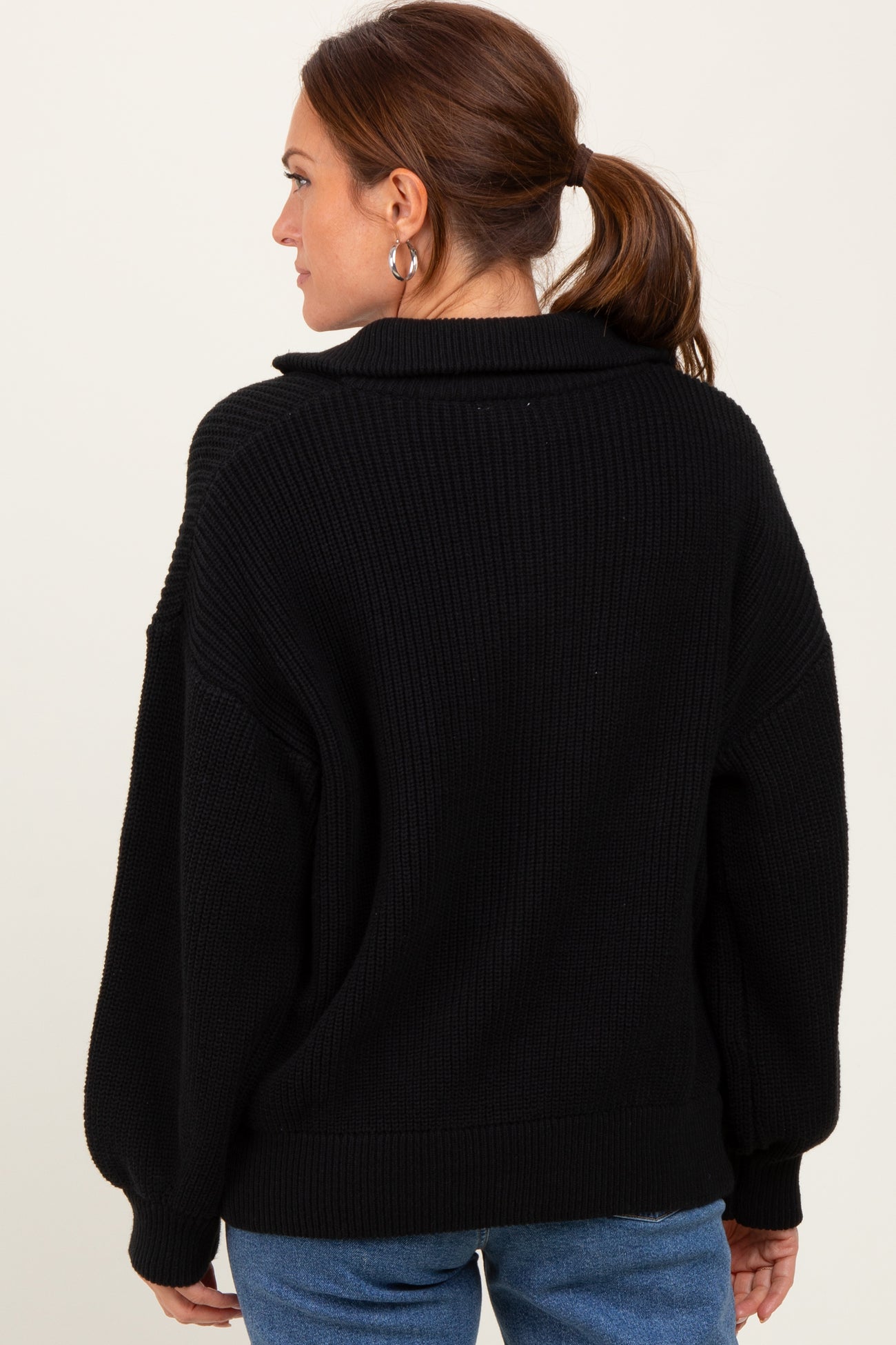 Black Oversized Zip Up Cardigan