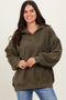 Olive Fleece Collared Button Up Pullover