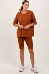 Rust Oversized Short Sleeve Biker Short Set