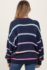 Navy Multi Stripe Oversized Maternity Sweater