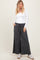 Charcoal French Terry Raw Edge Wide Leg Pants