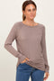 Light Taupe Basic Boatneck Long Sleeve Top