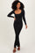 Black Long Sleeve Side Slit Maxi Dress