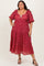 Red Floral Puff Sleeve Tiered Plus Maxi Dress
