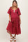 Red Floral Puff Sleeve Tiered Maternity Maxi Dress