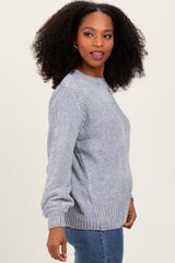 Heather Grey Chenille Knit Sweater