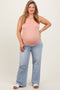 Light Blue Acid Wash Open Knee Wide Leg Maternity Plus Jeans