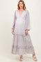 Ivory Floral Chiffon V-Neck Ruffle Tiered Maternity Maxi Dress