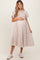 Beige Ribbed Knit Contrast Top Maternity Midi Dress