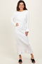 Ivory Ribbed Knit Bow Back Maxi Dress