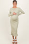 Light Olive Ribbed Knit Bow Back Maternity Maxi Dress