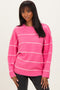 Pink Striped Drop Shoulder Sweater