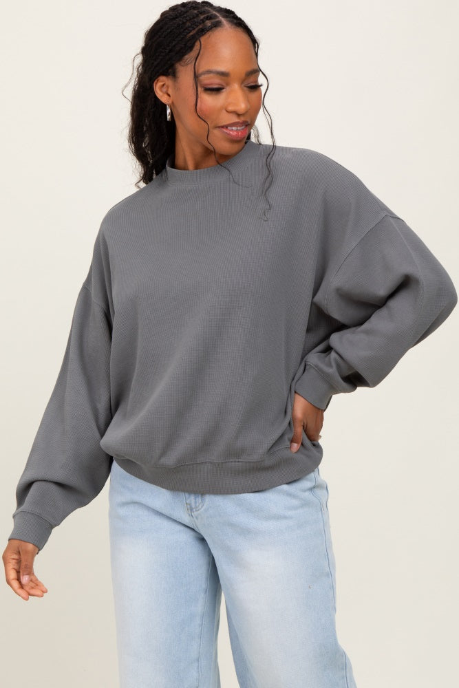 Charcoal Waffle Knit Pullover