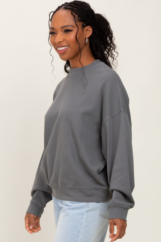 Charcoal Waffle Knit Pullover