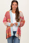 Orange Colorblock Stripe Oversized Open Maternity Cardigan