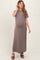 Taupe Basic Side Slit Short Sleeve Maternity Midi Dress
