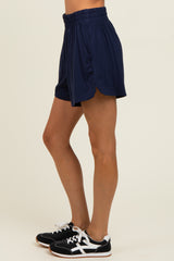 Navy Basic Rounded Hem Shorts
