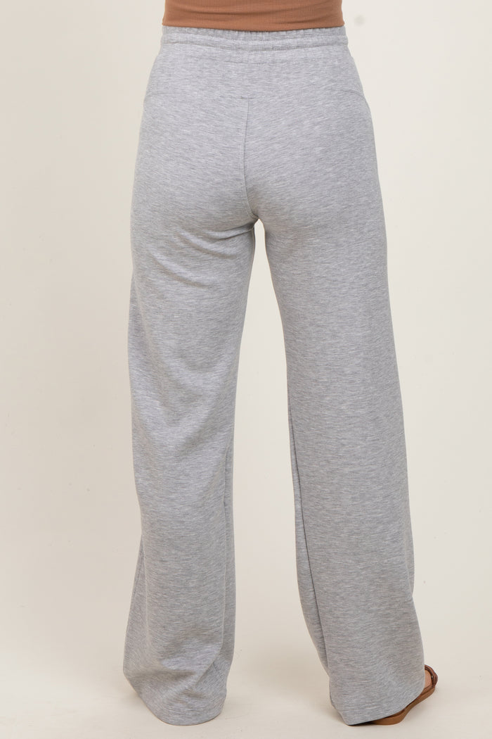Heather Grey Straight Leg Drawstring Maternity Sweatpants