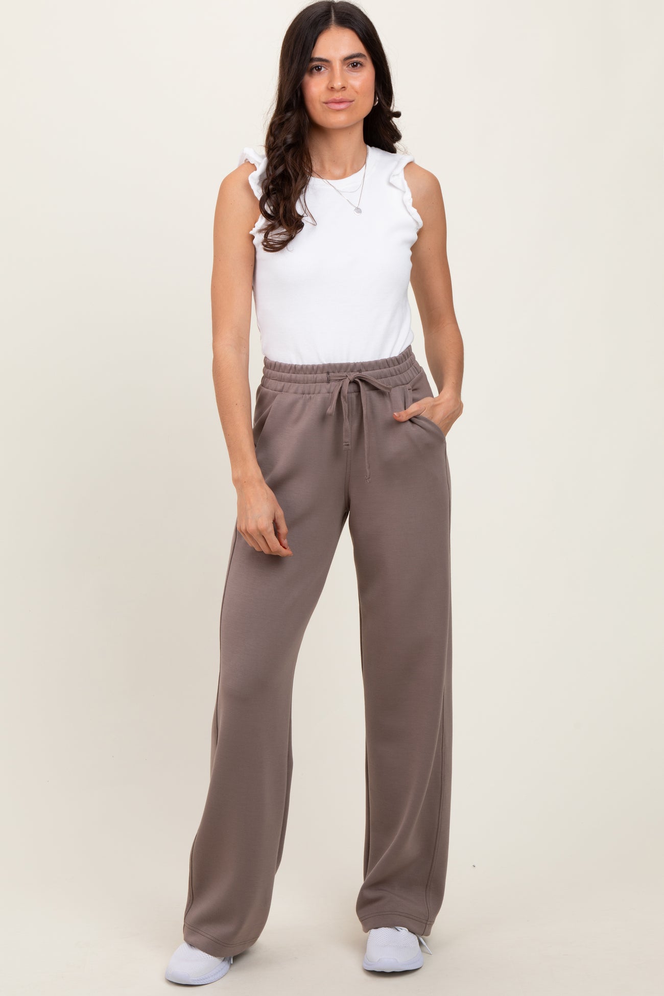 Mocha Straight Leg Drawstring Sweatpants