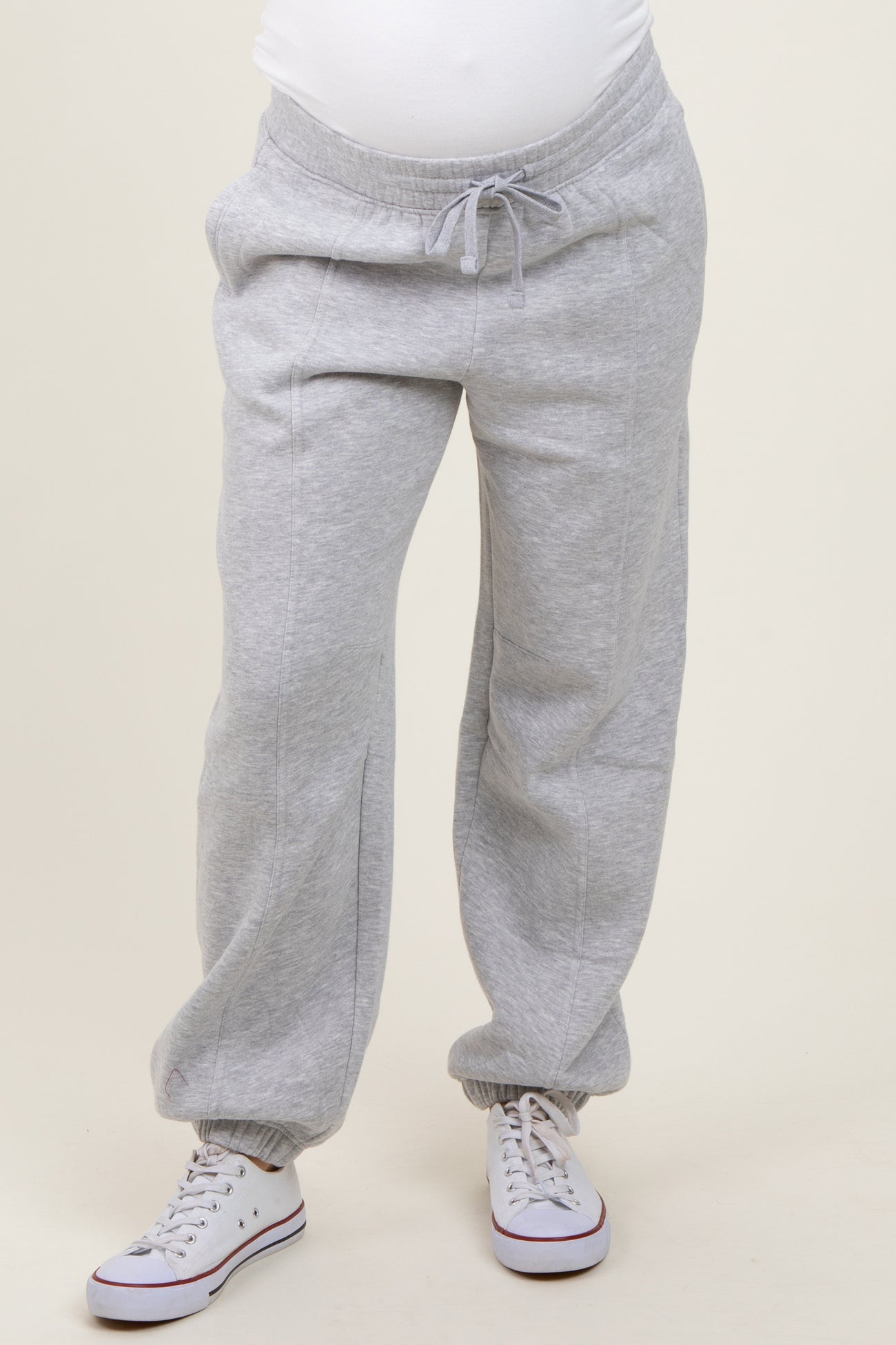 Heather Grey Drawstring Relaxed Fit Maternity Sweatpants