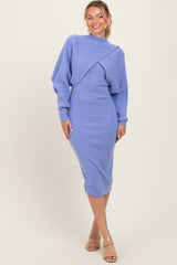 Periwinkle Bodycon Dress And Sweater Maternity Set