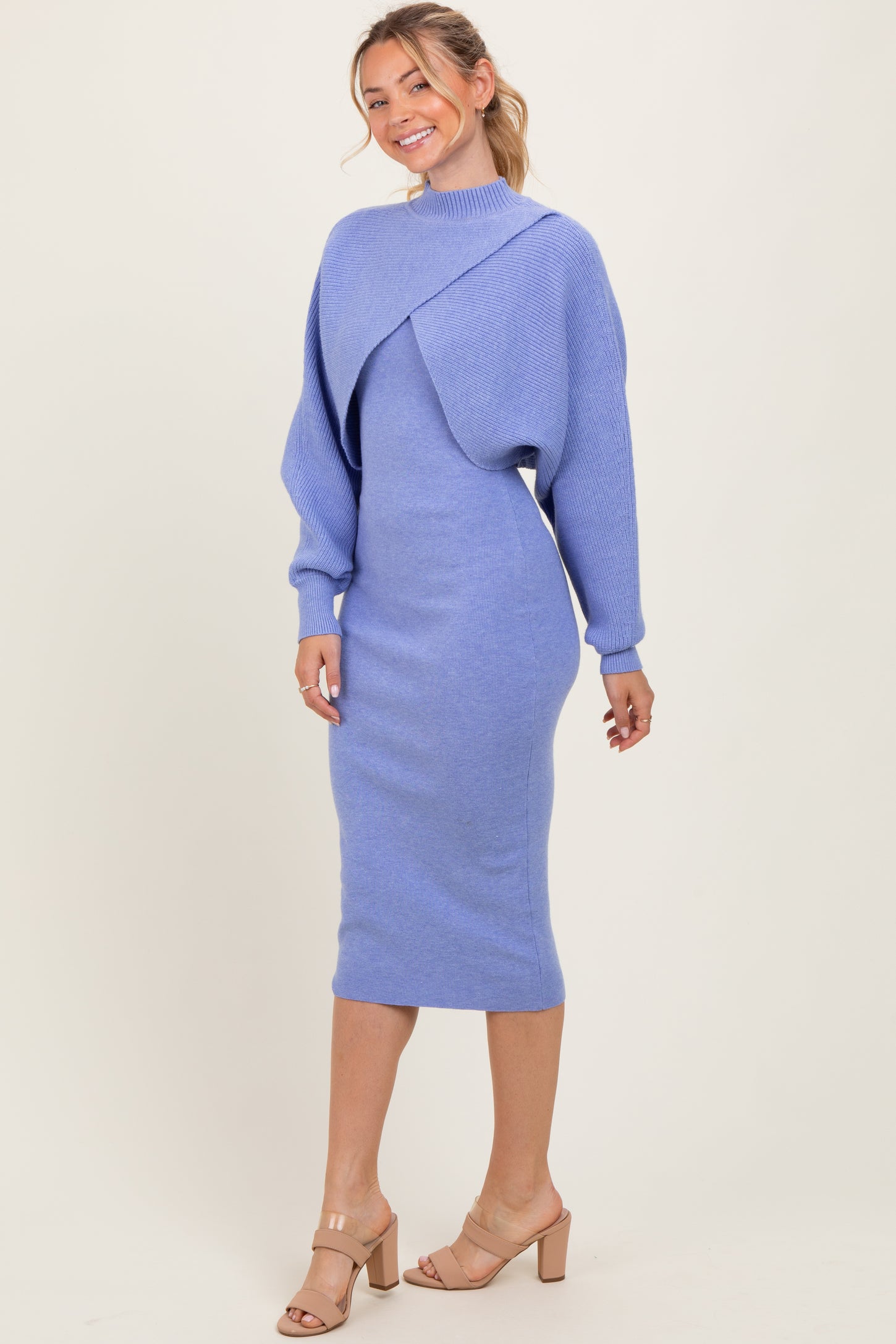 Periwinkle Bodycon Dress And Sweater Set