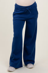 maternity wear in dark blue relaxed fit sweatpants with a drawstring waist and pockets