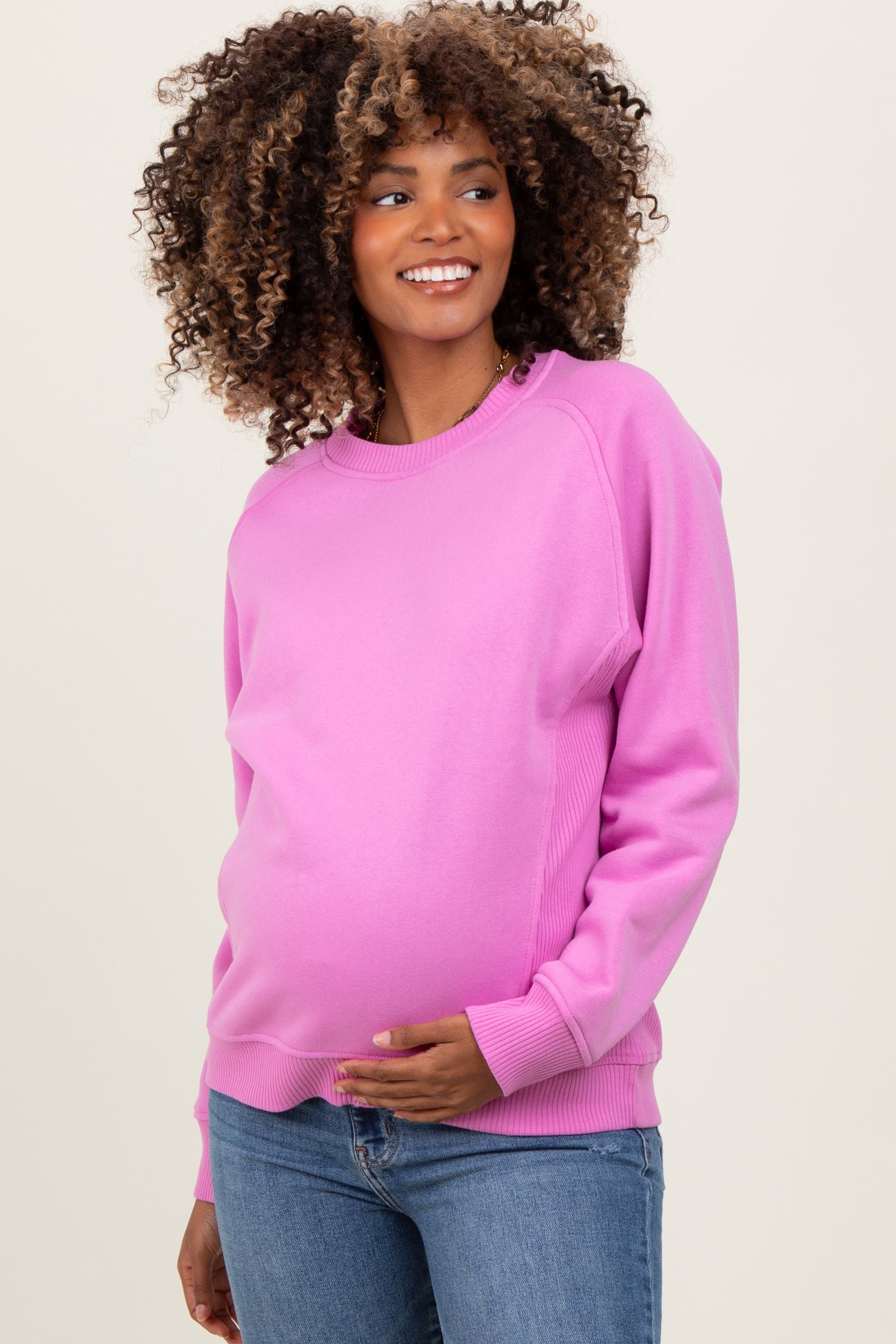 Pink Fleece Maternity Sweatshirt