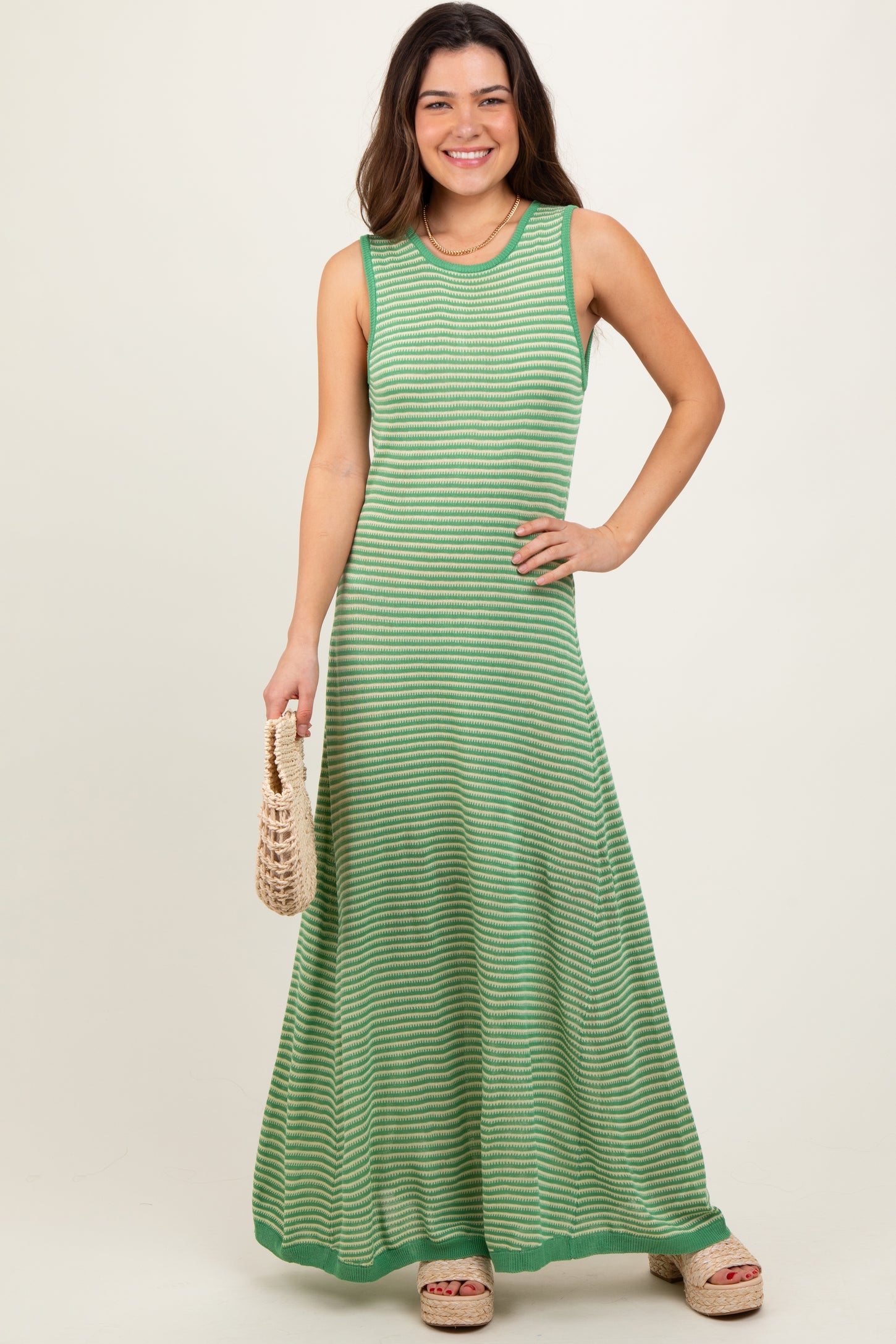 Green Striped Maxi Dress